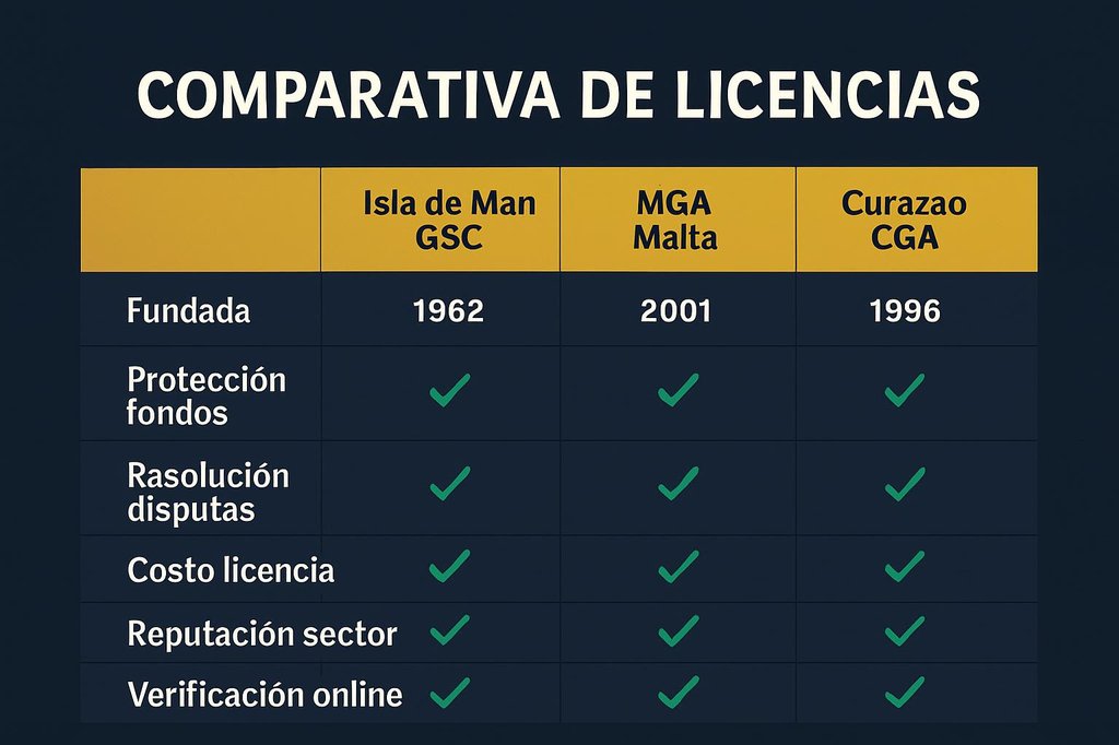 Comparativa licencias Isla de Man GSC vs MGA Malta vs Curaçao CGA