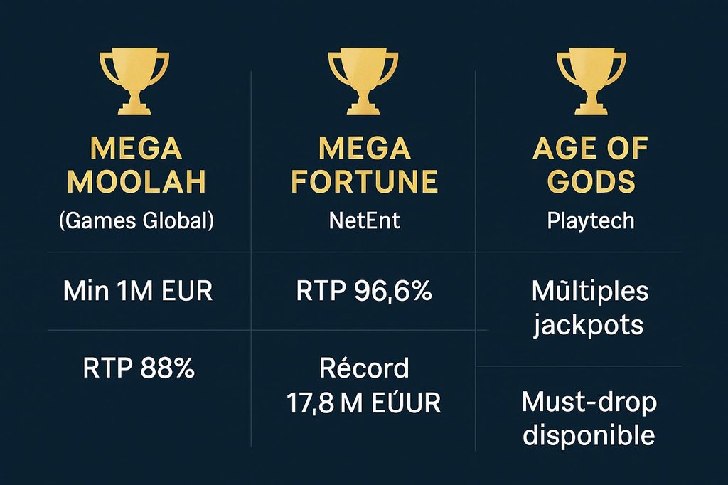 Principales redes de jackpot progresivo Mega Moolah Mega Fortune Age of Gods